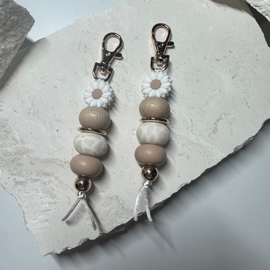 Beige cowprint Keyring